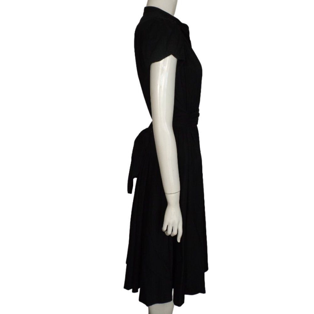 ROBERT RODRIGUEZ Shirt Dress, L, Black, Career, Sash/Bow, Short sleeve Cottony - Picture 8 of 13